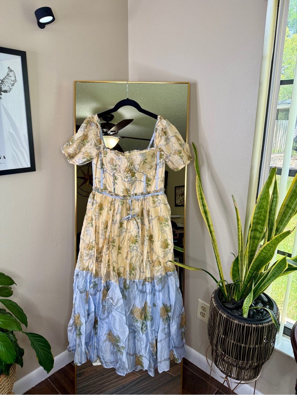 House of CB 'Penelope' lemon vintage rose chiffon midi dress NWOT - Picture 6 of 9